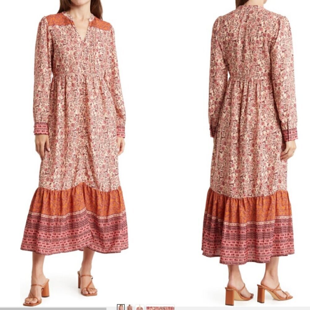Nordstrom‎ Mila Mae Border Print Midi Dress size S New